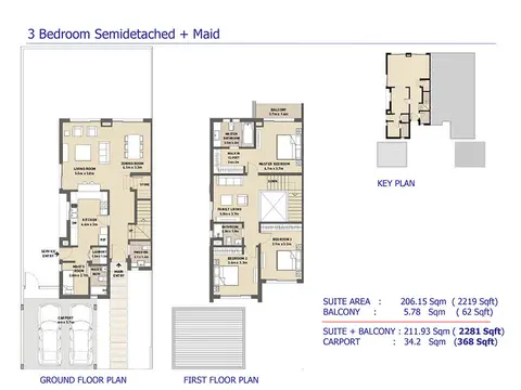 Arabella 3 At Mudon: Floor plan 3-Bedroom-Semi-Detached-Maid, 2,281 sq ft