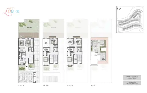 Sur La Mer: Планировка 3 Bedroom Type E, Size 3744 sq.ft, 3,744 sq ft