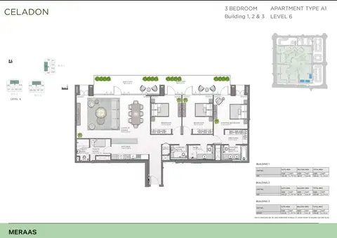 Celadon Central Park: Планировка Type A1, Building 1, 2 & 3, Level 6, 2,174 sq ft