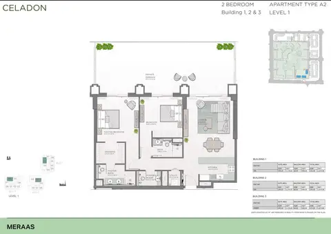 Celadon Central Park: Планировка Type A2, Building 1, 2 & 3, Level 1, 1,875 sq ft