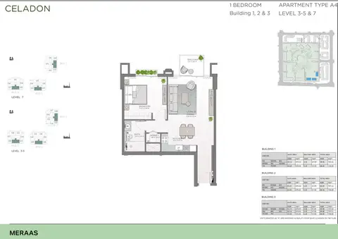 Celadon Central Park: Планировка Type A4, Building 1, 2 & 3, Level 3-5 & 7, 737 sq ft