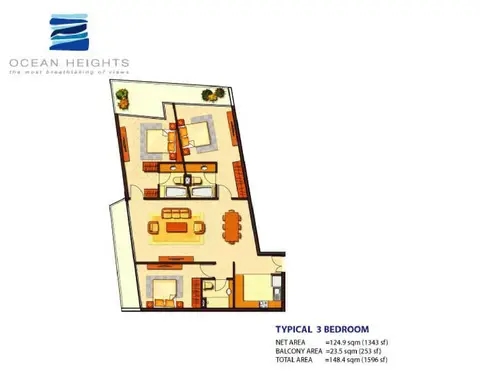Ocean Heights: TYPE 2, 1,596 sq ft 户型图