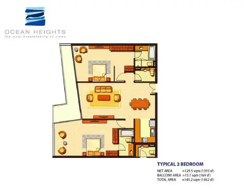 Ocean Heights: TYPE 2, 1,562 sq ft 户型图