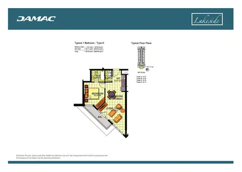 Lakeside: Floor plan Type E, 608 sq ft