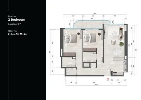 Guzel Towers at JVT: Plattegrond Apartment 7