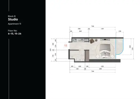 Guzel Towers at JVT: Plattegrond Apartment 11