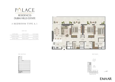 Palace Residences at Dubai Hills Estate: फ़्लोर प्लान Type A.1, 1,820 sq ft