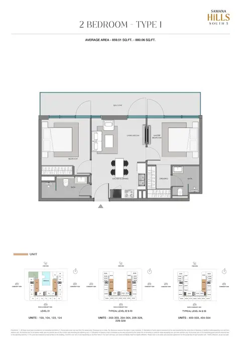Samana Hills South 3: Plan Unit 103-504-(Type 01), 880 sq ft