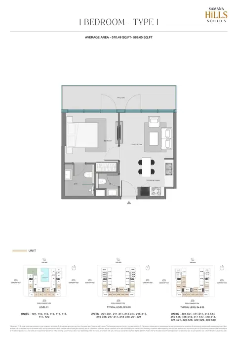 Samana Hills South 3: Plan Unit 101-530-(Type 1), 590 sq ft