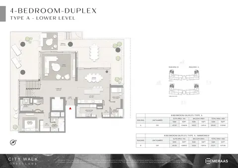 City Walk Crestlane 4: Floor plan GROUND & LEVEL 1 (TYPE A & TYPE A MIRRORED - LOWER LEVEL), 6,130 sq ft