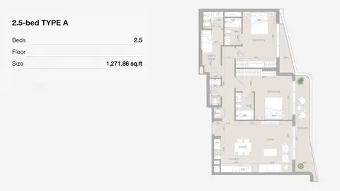 S1LVIANA Park Living: Floor plan Type A, 1,272 sq ft