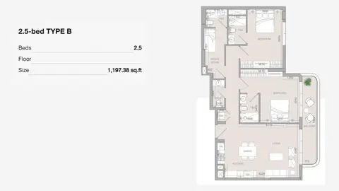 S1LVIANA Park Living: Floor plan Type B, 1,197 sq ft