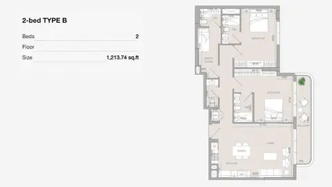 S1LVIANA Park Living: Floor plan Type B, 1,214 sq ft