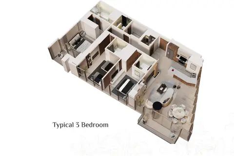 Me Do Re Tower 2 at JLT: Plattegrond 3 Bedroom