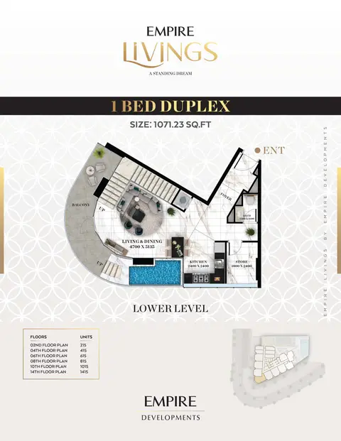 Empire Livings: Floor plan Lower Level, 1,071 sq ft