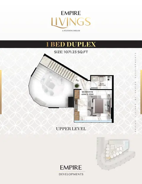 Empire Livings: Floor plan Upper Level, 1,071 sq ft