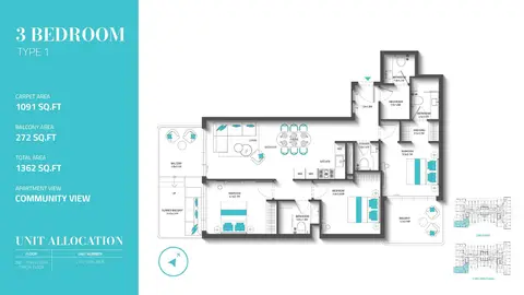 Reef 996: Floor plan Type 1 (Unit 216-2008), 1,362 sq ft
