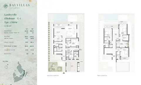 Bay Villas Dubai Islands: Floor plan Type A, Mirror, 5,441 sq ft