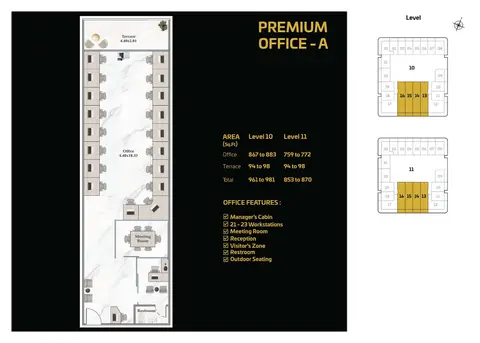 Shahrukhz Residences: Floor plan Level 10 & 11 (Type A), 981 sq ft