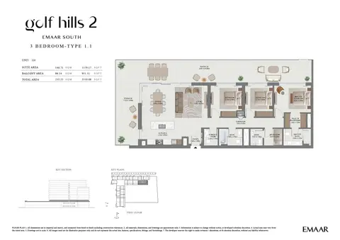 Golf Hills 2 at Emaar South: Plattegrond Unit 110 (Type 1.1), 2,511 sq ft