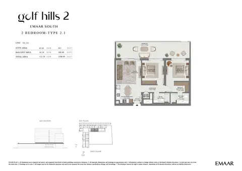 Golf Hills 2 at Emaar South: Plattegrond Unit 111 & 112 (Type 2.1), 1,306 sq ft