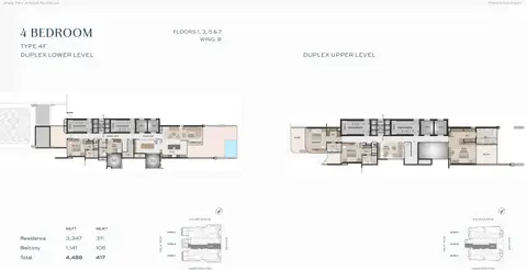 Vitalia Palm Jumeirah Residences: Plan TYPE 4F, 4,488 sq ft