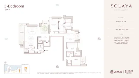 سولايا في لامير: مخطط الطابق Unit 101-201 (Type A), 3,873 sq ft