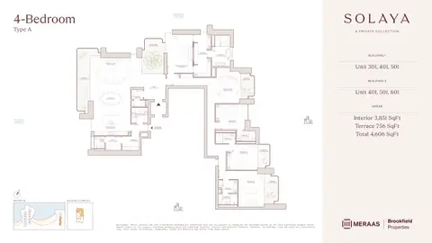 سولايا في لامير: مخطط الطابق Unit 301-601 (Type A), 4,606 sq ft