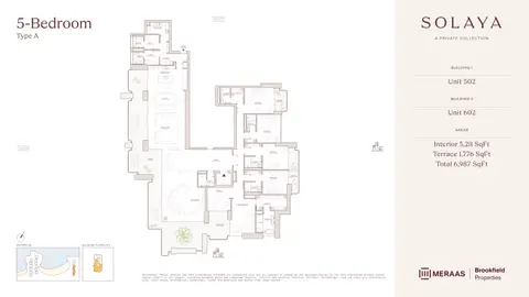 سولايا في لامير: مخطط الطابق Unit 502-602 (Type A), 6,987 sq ft