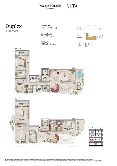 Maison Margiela Residences: 4 Bedroom, 6,743 sq ft 户型图
