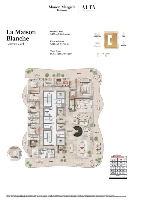 Maison Margiela Residences: La Maison Blanche (Lower Level), 18,803 sq ft 户型图