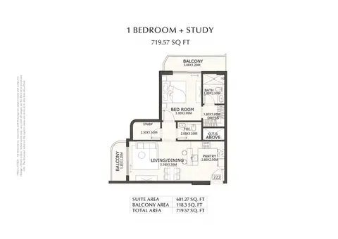 كوفنتري جاردنز في دبي لاند: مخطط الطابق Type A, 720 sq ft