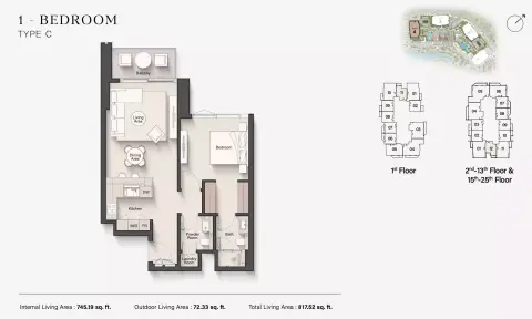 Eltiera Views 4: Floor plan Type C, 817 sq ft