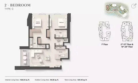 Eltiera Views 4: Floor plan Type C, 1,221 sq ft