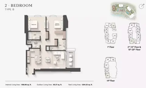 Eltiera Views 4: Floor plan Type B, 1,284 sq ft
