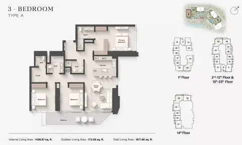 Eltiera Views 4: Floor plan Type A, 1,671 sq ft