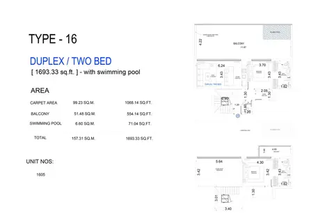 Vue: फ़्लोर प्लान Type 16, 1,693 sq ft