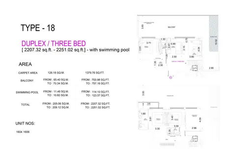 Vue: फ़्लोर प्लान Type 18, 2,251 sq ft