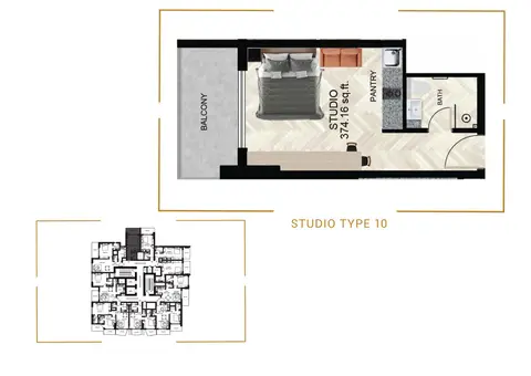 Empire Residence at JVC: Floor plan Type 10, 374 sq ft