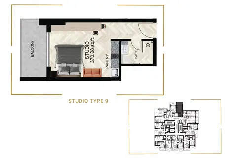 Empire Residence at JVC: Floor plan Type 9, 370 sq ft