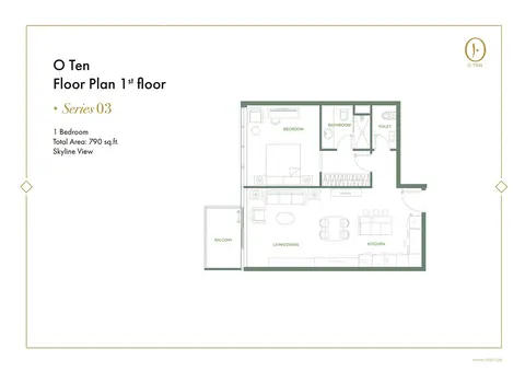 O Ten: फ़्लोर प्लान 1st Floor, Series 03, Skyline View, 790 sq ft