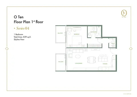 O Ten: फ़्लोर प्लान 1st Floor, Series 04, Skyline View, 839 sq ft