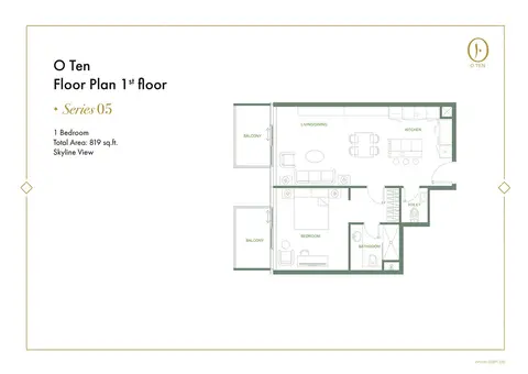 O Ten: फ़्लोर प्लान 1st Floor, Series 05, Skyline View, 819 sq ft