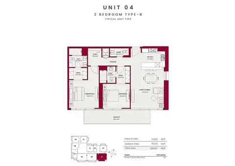 Hadley Heights JVC: फ़्लोर प्लान Unit 04, Type B, 1,285 sq ft