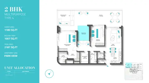 Reef 997 Residences at Dubai Islands: फ़्लोर प्लान Unit 101 (Type 4), 2,187 sq ft