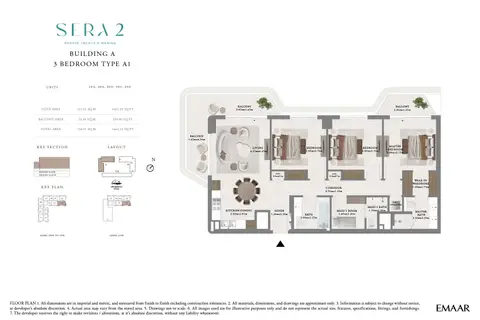 SERA 2 at Rashid Yachts and Marina: Floor plan 2nd To 6th Floor (Type A1), 1,663 sq ft