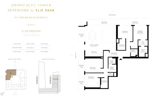Grand Bleu Tower 2: Plan 4 Bed, Unit-04-Level-19, 2,722 sq ft