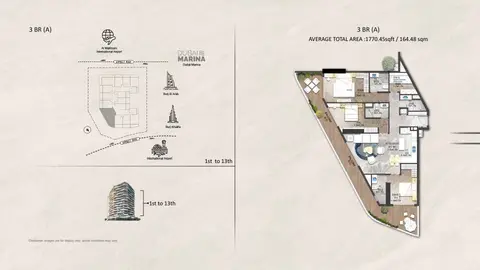 Forest City Tower 2 at Majan: Floor plan Type A, 1,770 sq ft