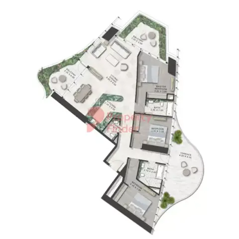 Safa One: Floor plan Tower-A | Type-A Levels: 06-21 & 23-38, 4,581 sq ft