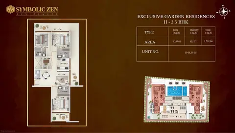 سيمبوليك زين ريزيدنسز في الفرجان: مخطط الطابق Type H, 1,792 sq ft
